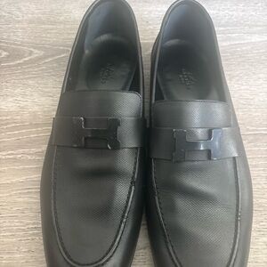 Hermes Black Leather Loafers